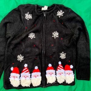 Christmas Cardigan Zip Sweater size Large